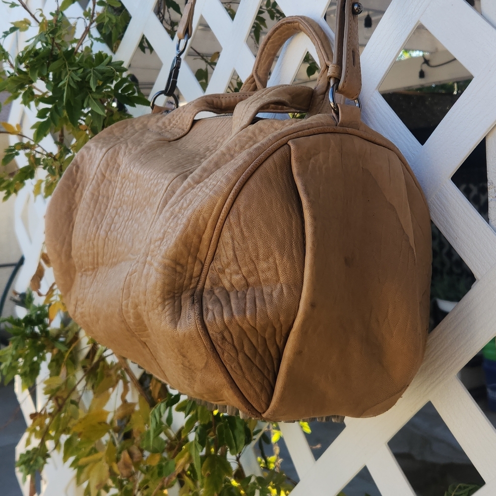 ALEXANDER WANG TAUPE LEATHER ROCCO TOP HANDLE SHOULDER STRAP BAG - Picture 4 of 10